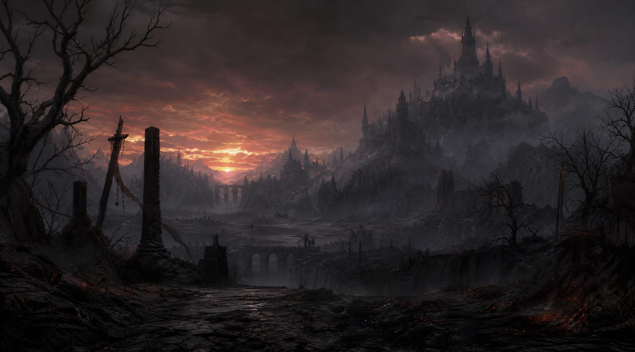 Emberbound key art — a painted scene of the Long Dusk